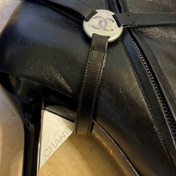 SOLD on EBAY! Auth. CHANEL BOOTS MADE in FRANCE Size 37 ALL LEATHER Boots - Picture 2 of 11